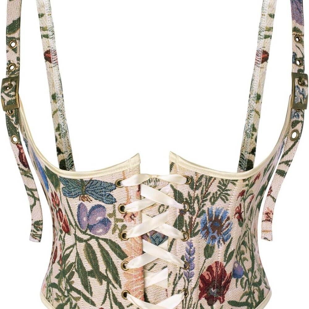 Breathable Floral Corset Belt - Lace Up Underbust Cincher for Everyday Elegance